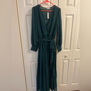 Green Long Sleeve Maxi Dress